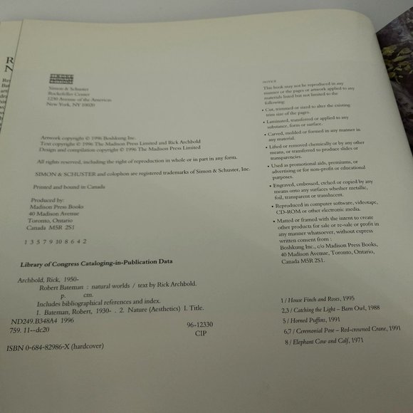 Robert Bateman Natural Worlds Photography Art Rich Archbold Hardcover Table 1996 - Picture 3 of 13